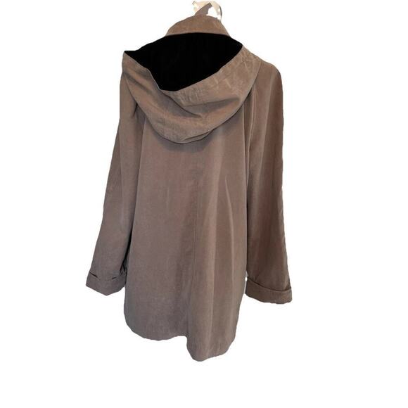 London Fog Faux Suede Barn Chore Coat XLarge Pockets Hood Lined Relaxed - Picture 4 of 9